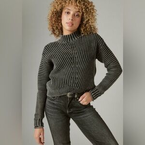 Lucky Brand Textured Turtleneck Long Sleeves Gray 100% Cotton Very Warm …